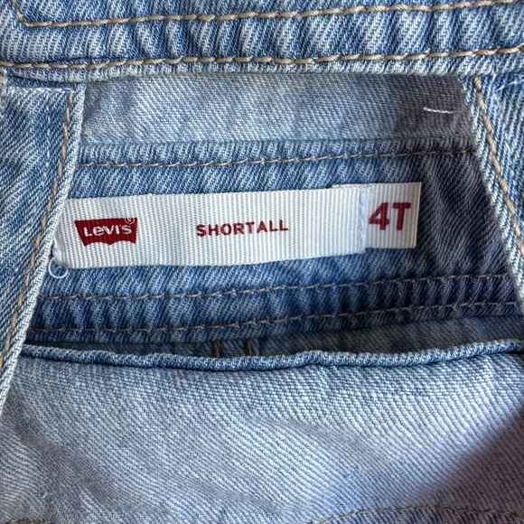 Levi's Customized Blue Overalls with Hand-sewn Red and White Strawberry Details - Picture 2 of 16